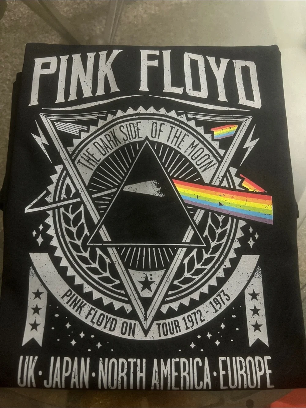 Pink Floyd Black Tee with Rainbow Prism Accent - Picture 1 of 3